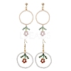 Flower Colorful Glass Seed Beads Dangle Earrings EJEW-MZ00148-1