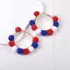 Cloth Round Beaded Hoop Earrings for Independence Day PW-WG35137-01-1
