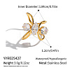 Irregular 304 Stainless Steel Pave Clear Cubic Zirconia Cuff Open Rings for Women MO3705-5-1