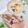 14Pcs 7 Colors Handmade Printed Porcelain Beads PORC-PA0001-04-3