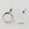 Tibetan Style Alloy Flat Round Pendant Cabochon Settings X-TIBEP-M022-12AS-2