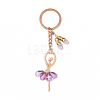 Alloy Crystal Rhinestone & Resin Ballet Dancer Girl Keychain KEYC-YW00228-01-3