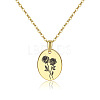 304 Stainless Steel Birth Month Flower Pendant Necklace HUDU-PW0001-034F-1