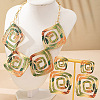 Square Spiral Geometry Alloy Earrings & Necklaces Sets for Women FS-WG25753-01-1