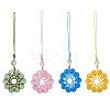 4Pcs Cat Eye Flower Pendant Decorations HJEW-TA00419-1