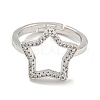 Star Rack Plating Brass Micro Pave Cubic Zirconia Adjustable Rings for Women RJEW-F162-13P-2