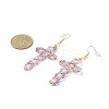 Natural Gemstone Braided Hollow Out Cross Dangle Earrings EJEW-JE05138-3