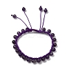 Adjustable Natural Amethyst Beads Braided Bead Bracelets for Men Women BJEW-L713-B06-4