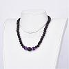 Natural Amethyst Beaded Necklaces & Stretch Bracelets Jewelry Sets SJEW-JS00918-05-7