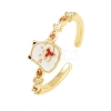 Brass Micro Pave Cubic Zirconia Enamel Cuff Open Rings CU-CBACDF6-04G-4