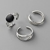 3Pcs Oval Alloy Enamel Adjustable Cuff Rings Sets for Women RJEW-WH0011-40P-1