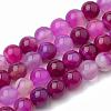 Dyed Natural Striped Agate/Banded Agate Round Bead Strands G-R342-6mm-04-1