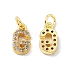 Real 18K Gold Plated Brass Micro Pave Clear Cubic Zirconia Charms KK-E068-VB452-G-1