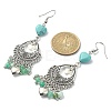 Natural Agate(Dyed) & Synthetic Turquoise Heart Chandelier Earrings EJEW-JE05364-03-2