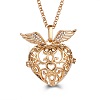 Gold Angel Wing Alloy Cage Pendant Necklaces MF5762-5-1