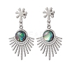 Paua Shell Dangle Stud Earrings EJEW-JE06963-02-3