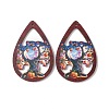 Halloween Theme Single Face Printed Aspen Wood Big Pendants WOOD-TAC0018-09B-1