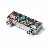 Assembled Natural Bronzite & Synthetic Turquoise & Imperial Jasper Pendants Links G-N330-033-4