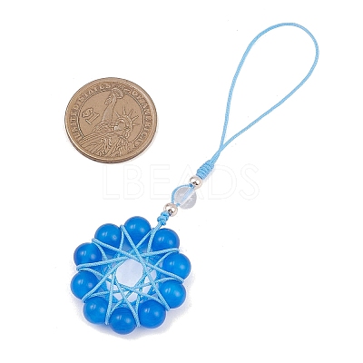 Cat Eye Flower Pendant Decorations HJEW-TA00419-03-1