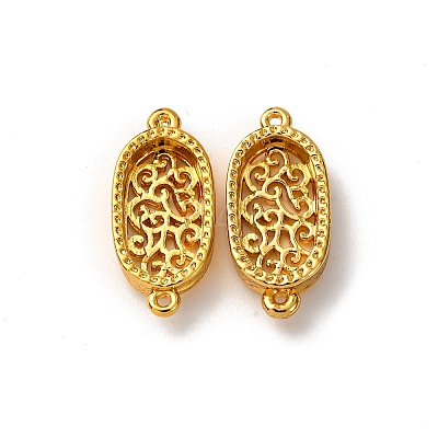 Oval Brass Connector Cabochon Settings KK-NH0007-02G-1