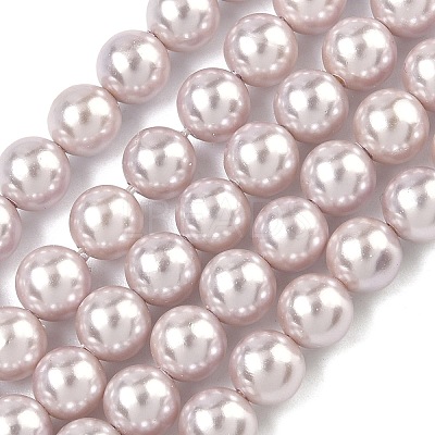 Electroplated Shell Pearl Beads Strands X-BSHE-G041-6mm-06-1