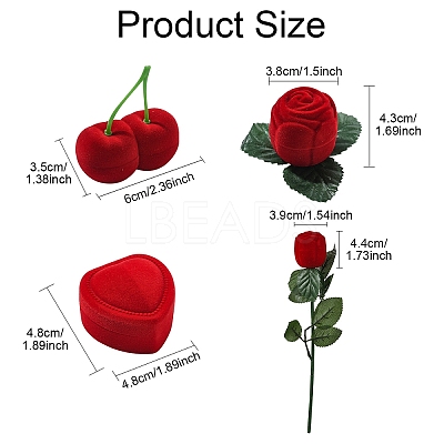 1Pc Valentine's Day Cherry Shaped Velvet Ring Gift Boxes VBOX-YW0001-01-1