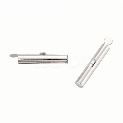 Brass Slide On End Clasp Tubes X-KK-P031-12P-1