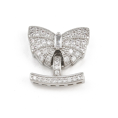 Brass Micro Pave Clear Cubic Zirconia Fold Over Clasps KK-C075-38P-1
