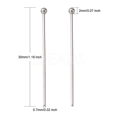 Tarnish Resistant 304 Stainless Steel Ball Head pins STAS-N017-02-30mm-1