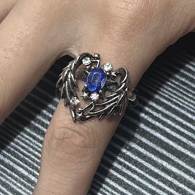 Alloy Rhinestone Wing Cuff Open Rings for Women WG253F1-02-1