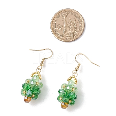 304 Stainless Steel Glass Seed Beads Christmas Tree Dangle Earrings EJEW-MZ00581-02-1