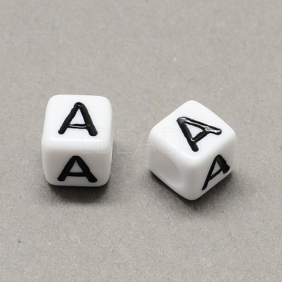 Large Hole Acrylic Letter European Beads SACR-Q103-6mm-01A-1