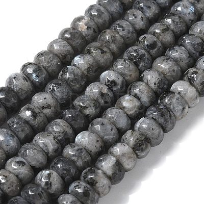 Faceted Natural Labradorite Rondelle Beads Strands X-G-K090-02-1