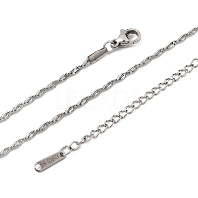 12Pcs 1.7MM 304 Stainless Steel Rope Chain Necklaces for Men Women NJEW-H093-13P-1