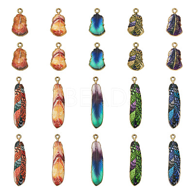 30Pcs 10 Styles Rack Plating Alloy Pendants FIND-TA0009-68-1