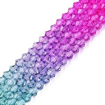 Gradient Color Baking Paint Glass Bead Strands X1-DGLA-A039-T4mm-A011-1