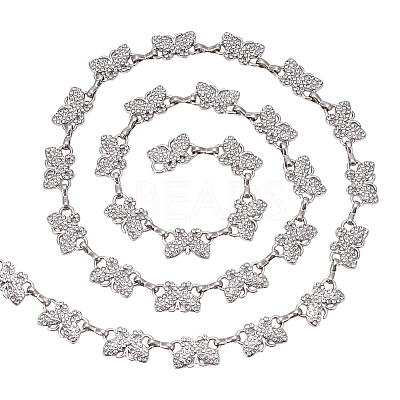 1Pc Alloy Glass Crystal Rhinestone Butterfly Link Chains LCHA-PH0001-01-1