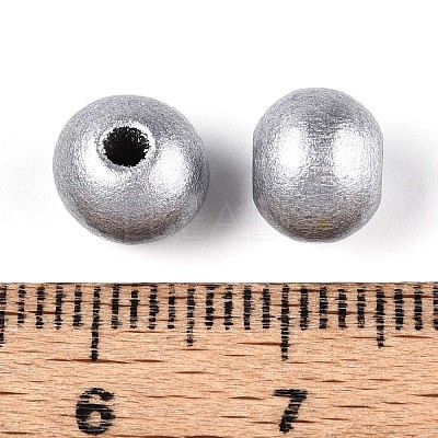 Spray Painted Round Natural Schima Wood Beads WOOD-A018-8mm-02-1