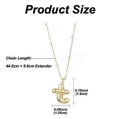 1Pc Initial Letter Brass Pendant Necklaces NJEW-YW0001-24T-1