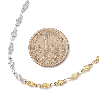 304 Stainless Steel Leaf Flower Chain Necklaces for Women NJEW-JN05585-1