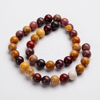 Round Natural Mookaite Gemstone Bead Strands G-J333-06-10mm-1