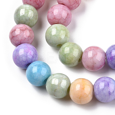 Opaque Crackle Glass Round Beads Strands X-GLAA-T031-01D-1