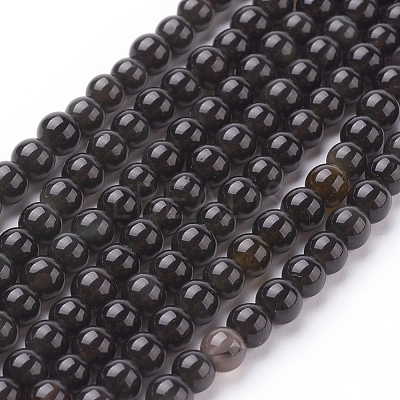 Natural Obsidian Beads Strands G-G099-4mm-24-1
