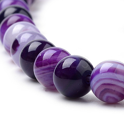 Natural Striped Agate/Banded Agate Beads Strands G-S259-04F-10mm-1