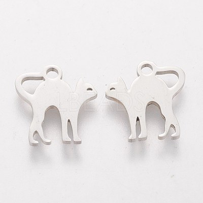 Tarnish Resistant 304 Stainless Steel Kitten Charms STAS-Q201-T155-1