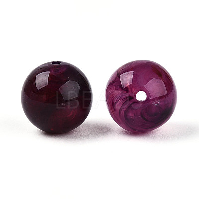 Round Acrylic Imitation Gemstone Beads X-OACR-R029-16mm-03-1