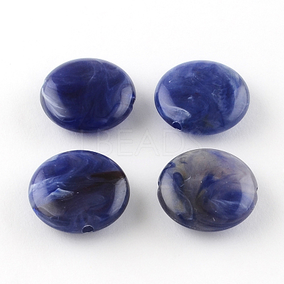 Flat Round Imitation Gemstone Acrylic Beads OACR-R051-09-1