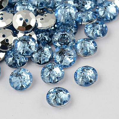 2-Hole Taiwan Acrylic Rhinestone Flat Round Buttons BUTT-F015-10mm-11-1