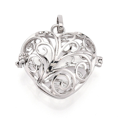 Rack Plating Brass Cage Pendants KK-Q402-08P-1