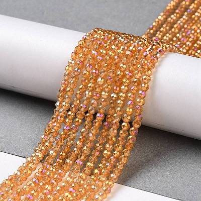 Electroplate Transparent Glass Beads Strands GLAA-H021-01B-FR06-1